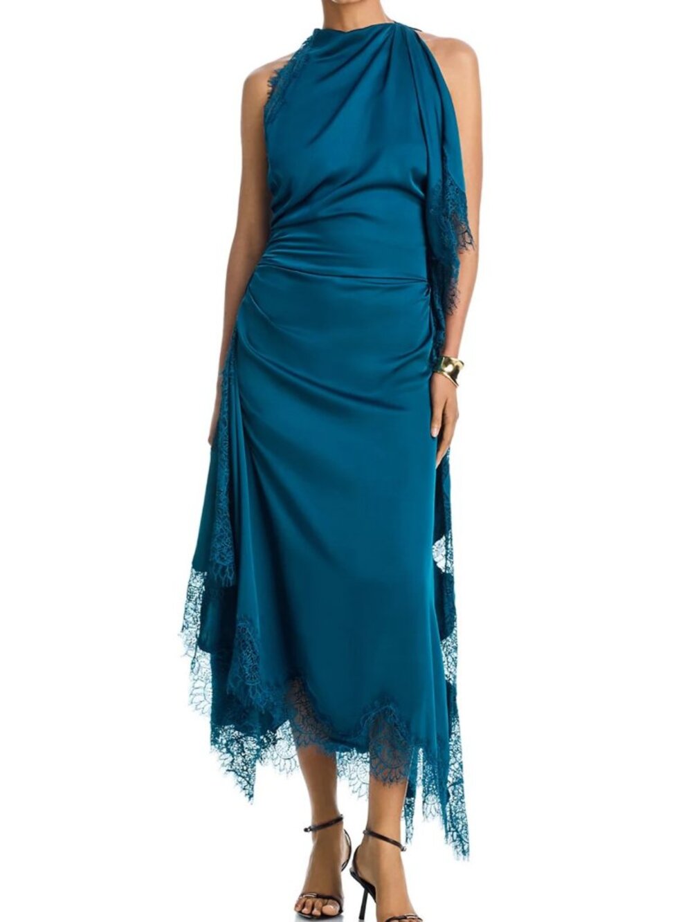 A.L.C. Miriam Lace Trim Draped Halter Dress